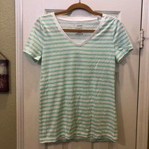 Sonoma Green and White Striped T-Shirt - Small